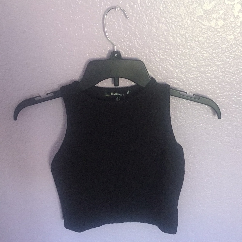 Black Racer Neck Crop Top